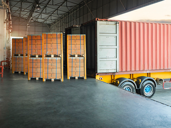 pallets waiting to be loaded into truck